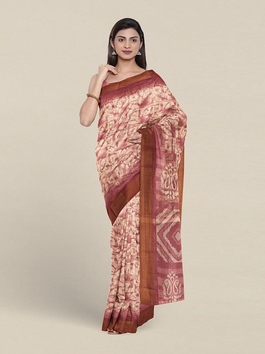 

Pothys Abstract Printed Saree, Pink
