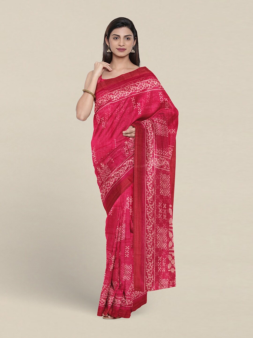 

Pothys Ethnic Motifs Printed Saree, Pink