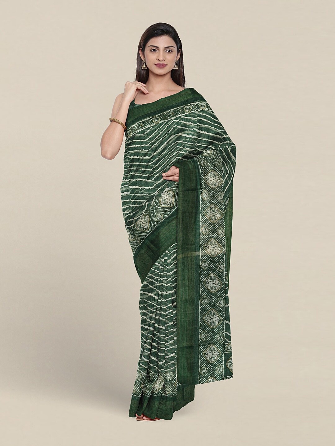 

Pothys Leheriya Printed Saree, Green