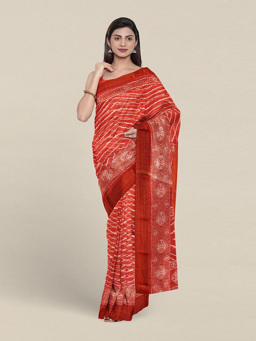 

Pothys Leheriya Printed Saree, Red