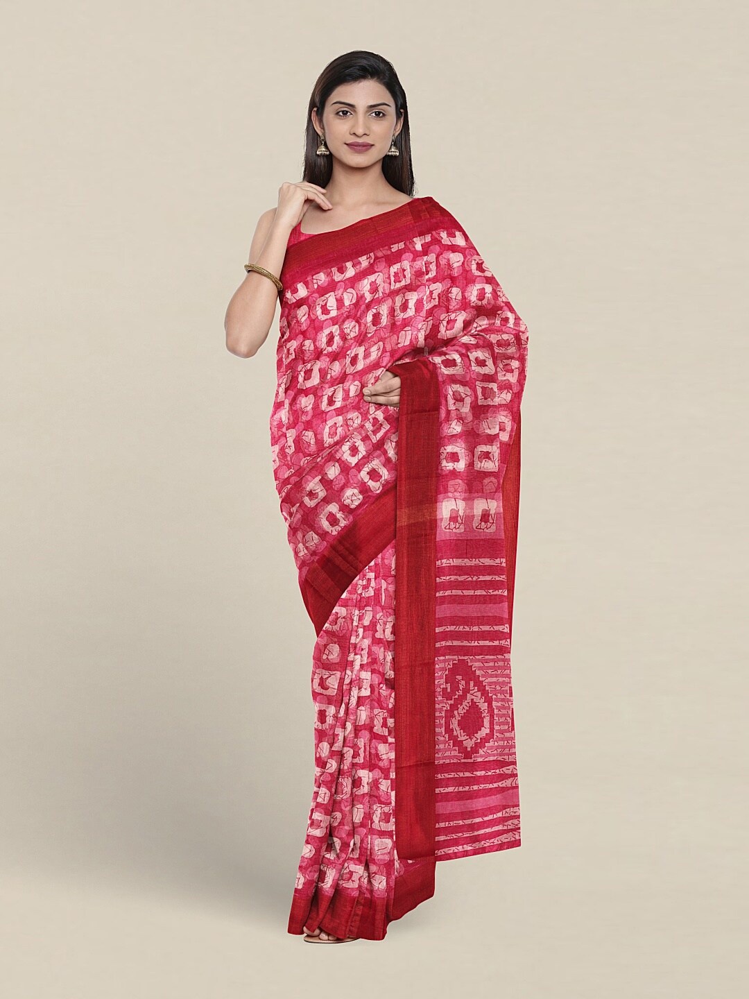 

Pothys Geometric Printed Saree, Pink