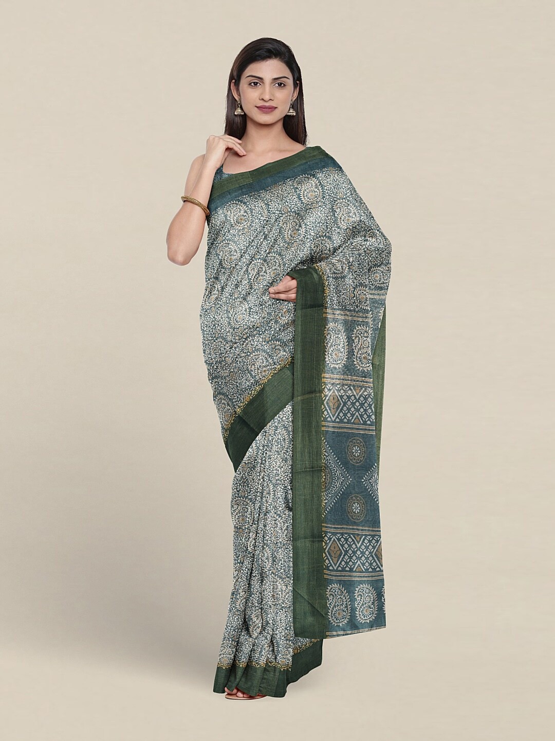 

Pothys Ethnic Motifs Printed Saree, Blue