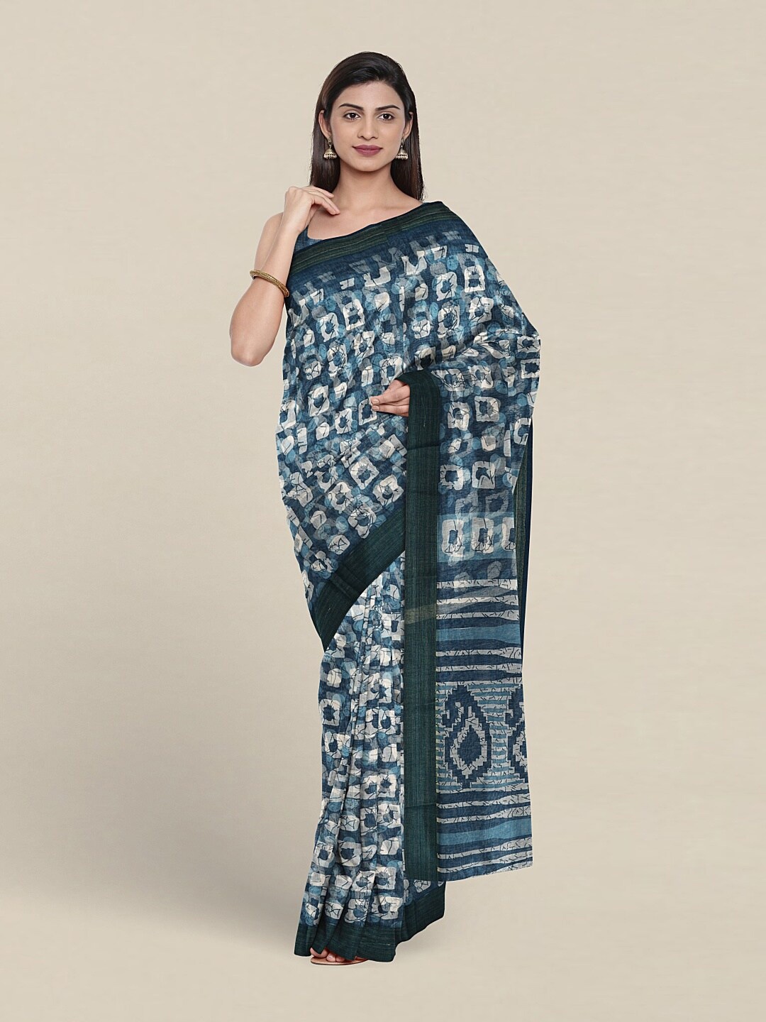 

Pothys Ethnic Motifs Printed Saree, Blue