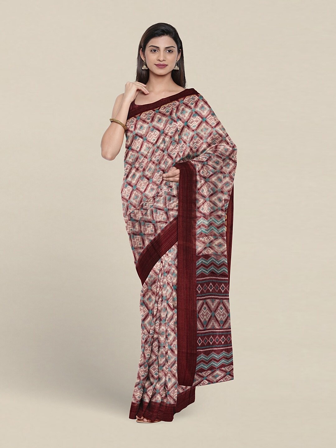 

Pothys Geometric Printed Saree, Lavender