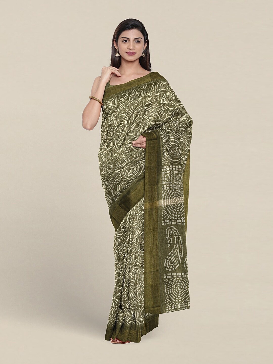 

Pothys Geometric Printed Saree, Green