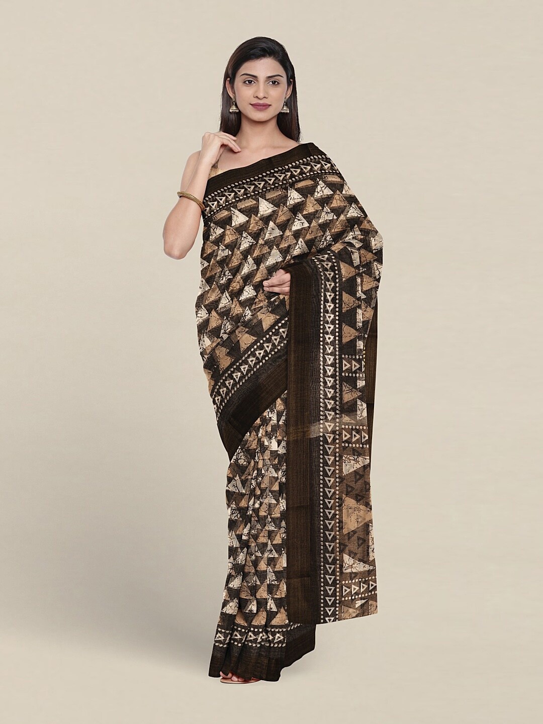 

Pothys Geometric Printed Saree, Black