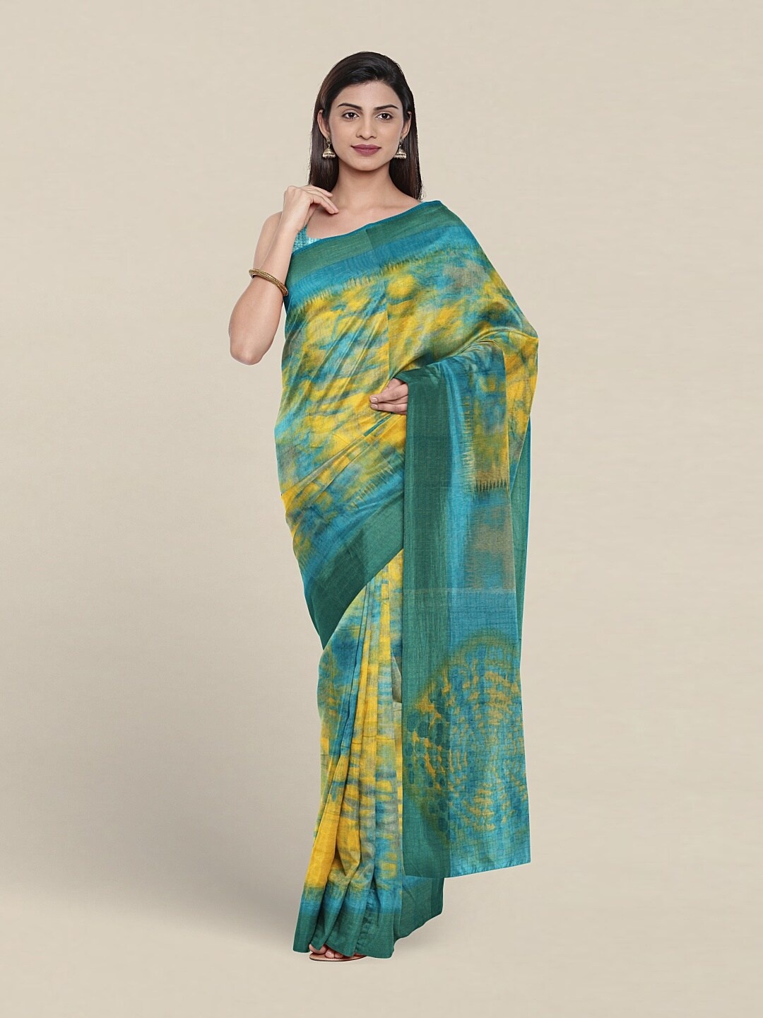 

Pothys Tie and Dyed Zari Saree, Blue