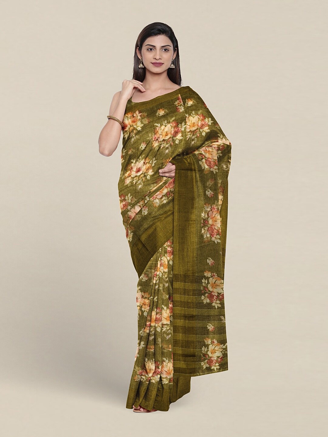 

Pothys Floral Printed Saree, Green