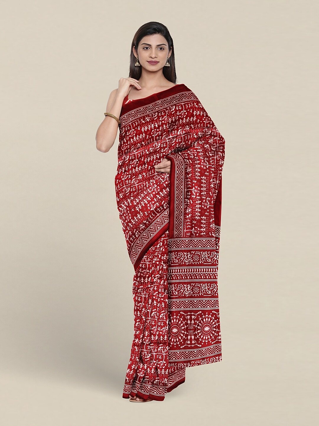 

Pothys Ethnic Motifs Printed Saree, Red