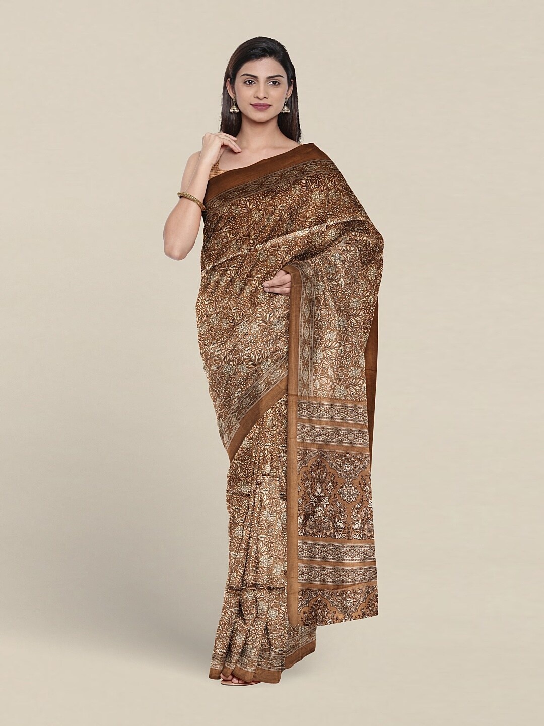 

Pothys Floral Printed Saree, Beige