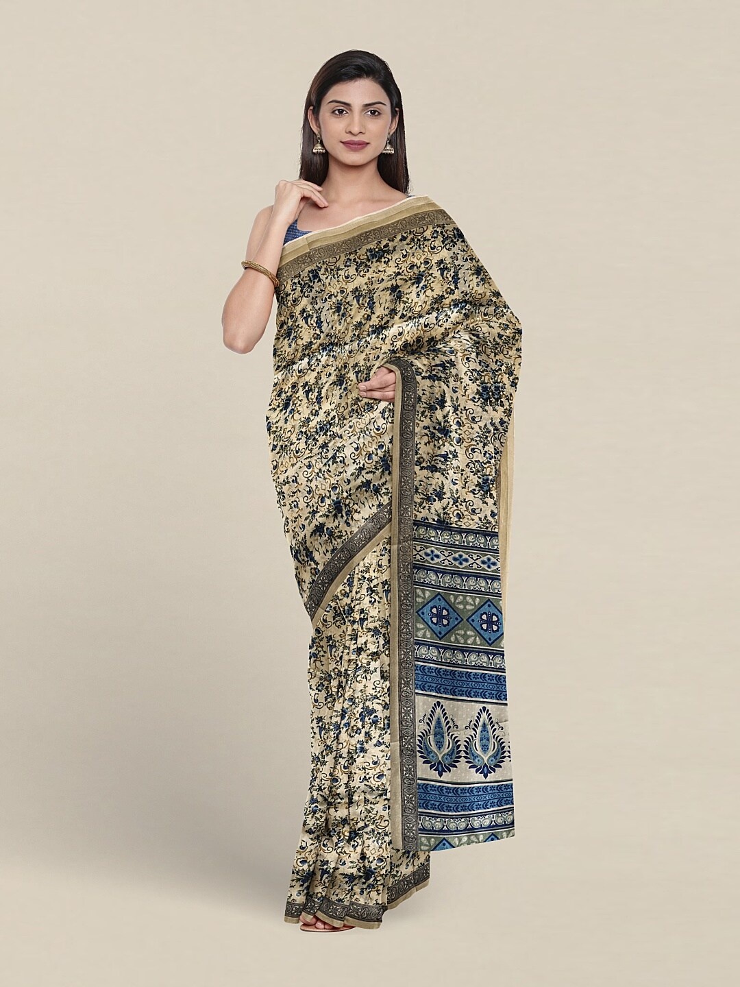 

Pothys Ethnic Motifs Printed Saree, Cream