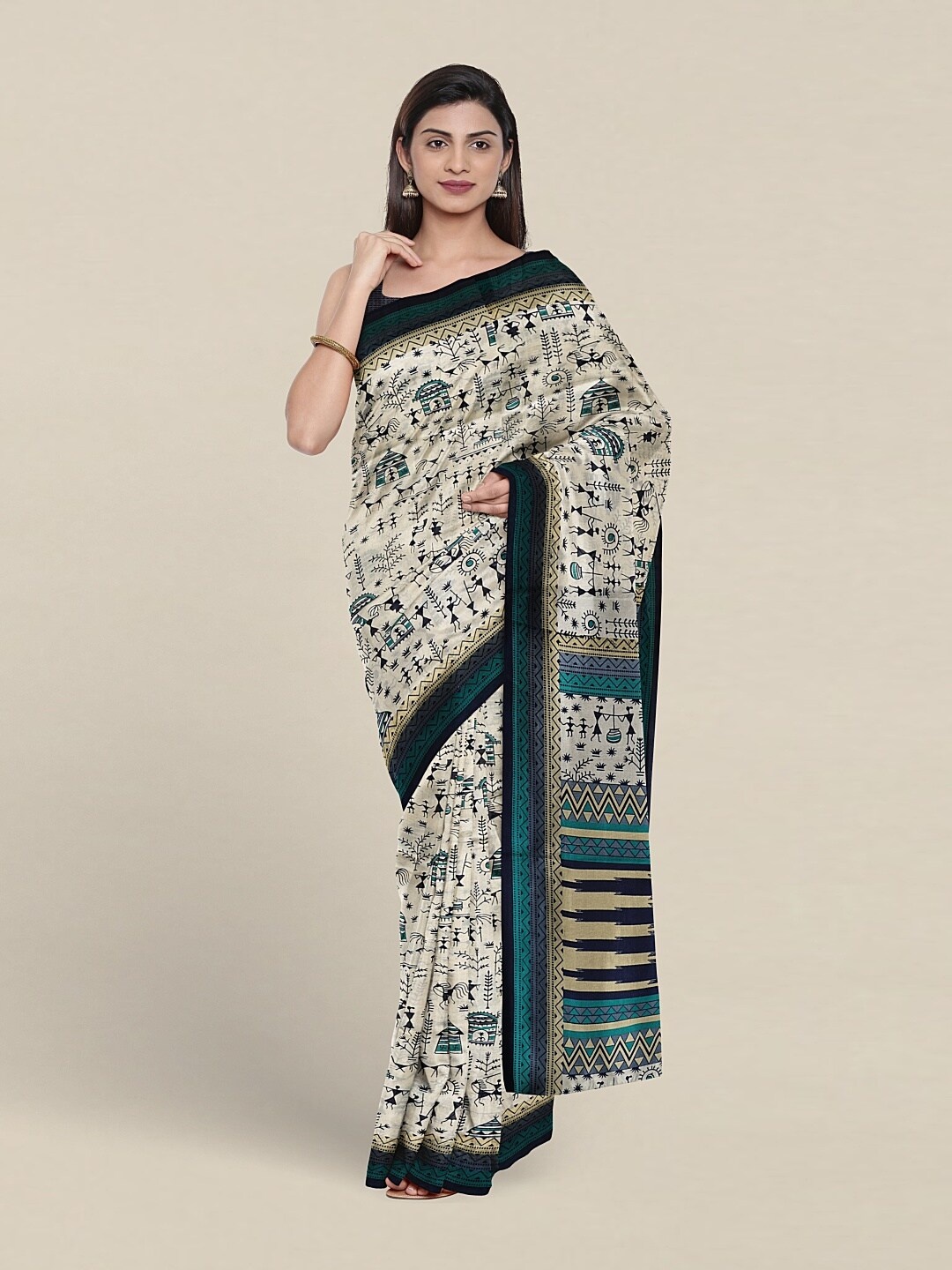 

Pothys Ethnic Motifs Saree, Cream