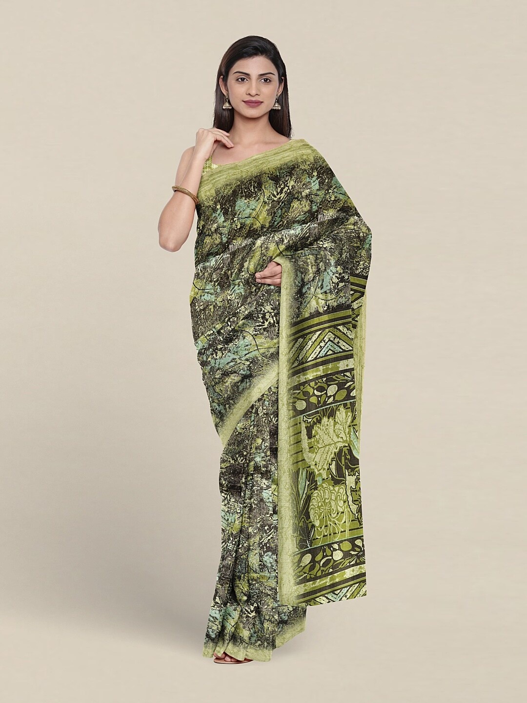 

Pothys Abstract Printed Saree, Green