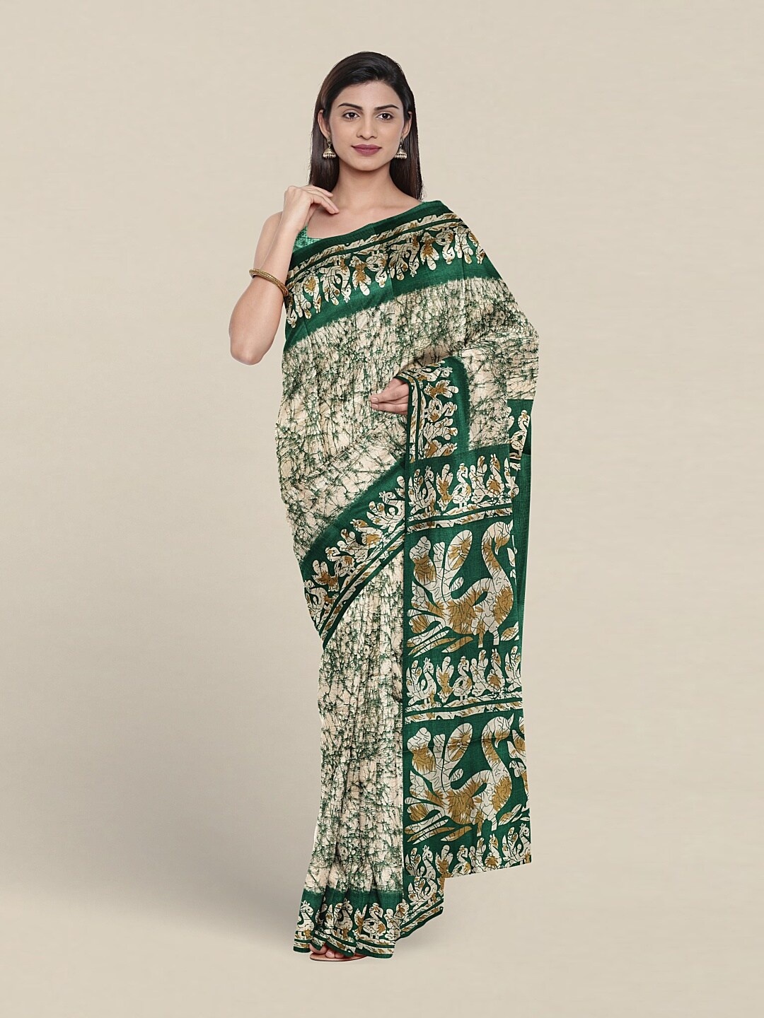 

Pothys Ethnic Motifs Printed Saree, Cream
