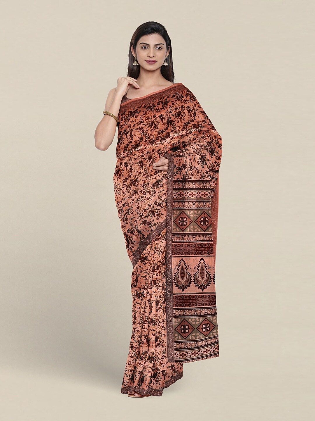 

Pothys Floral Printed Saree, Peach