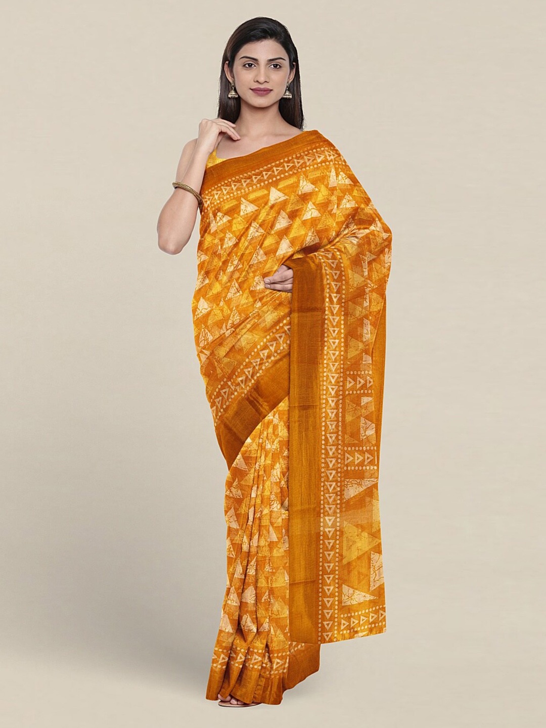 

Pothys Geometric Printed Saree, Yellow