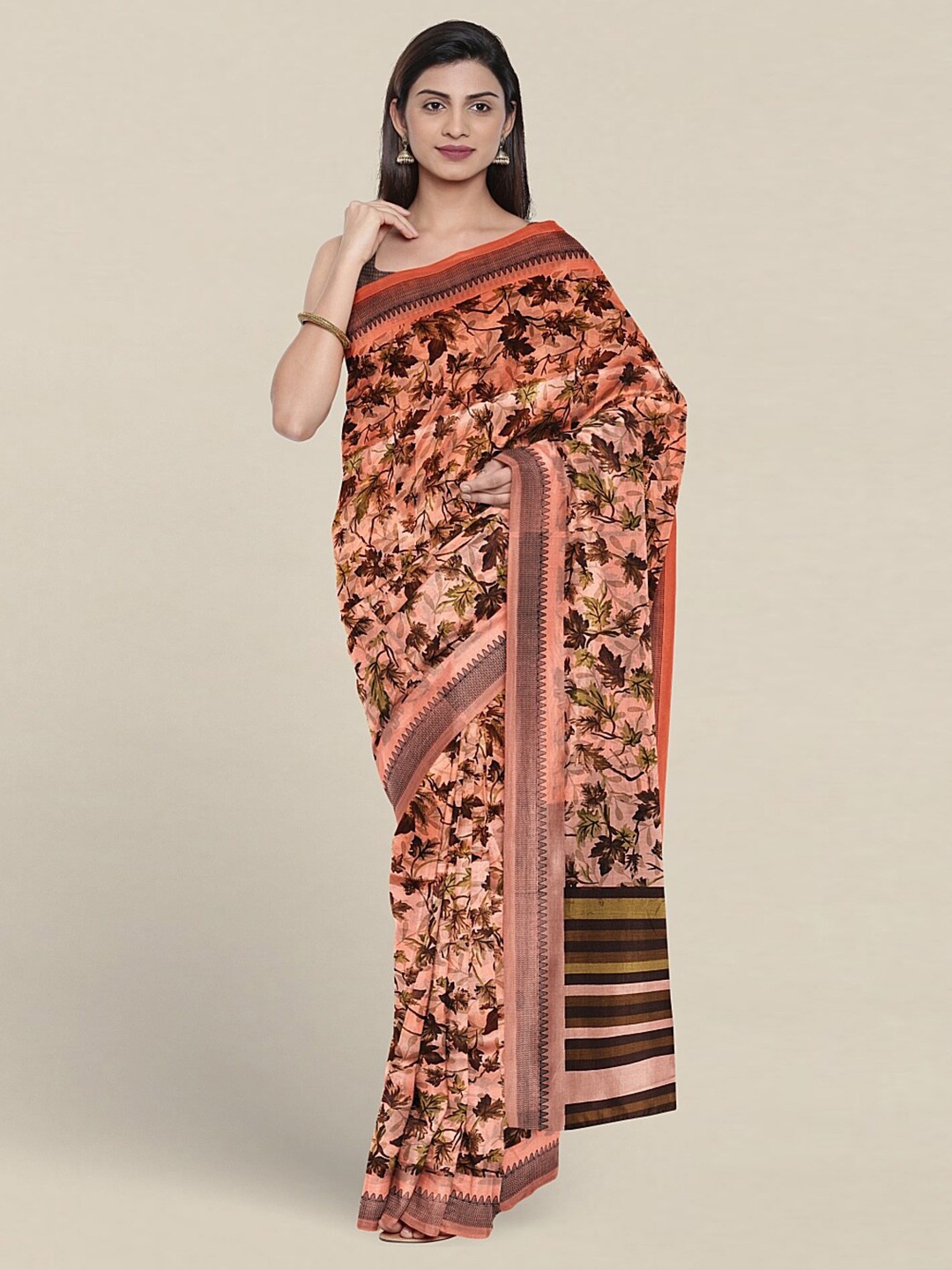 

Pothys Floral Printed Saree, Peach