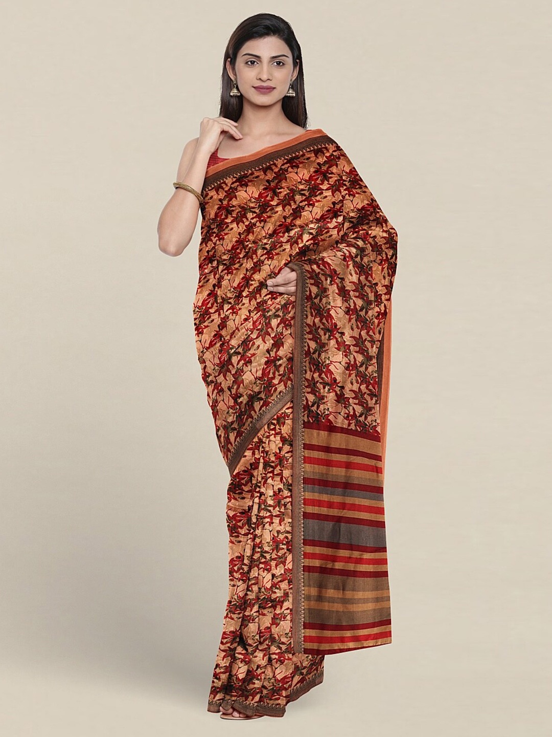 

Pothys Floral Printed Saree, Beige