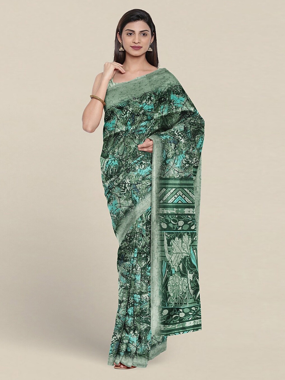 

Pothys Abstract Print Saree, Green