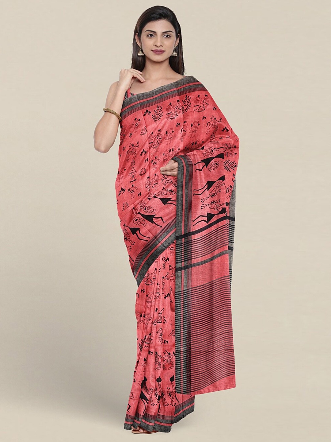

Pothys Ethnic Motifs Printed Saree, Peach