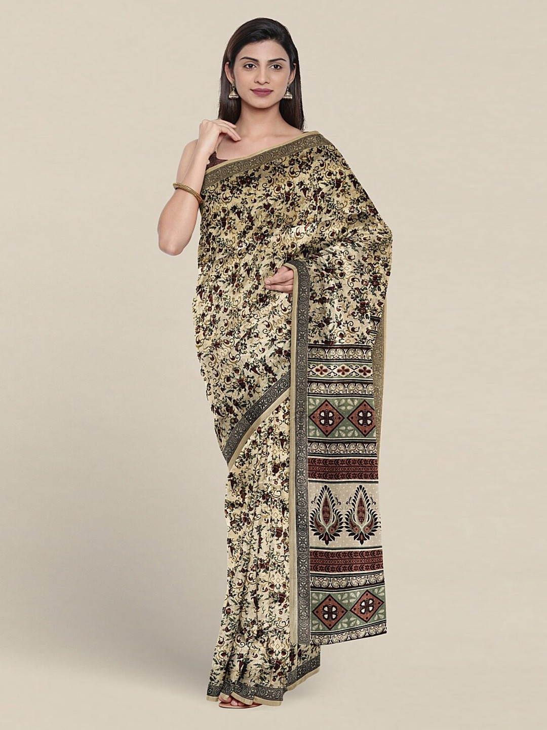

Pothys Abstract Printed Saree, Cream