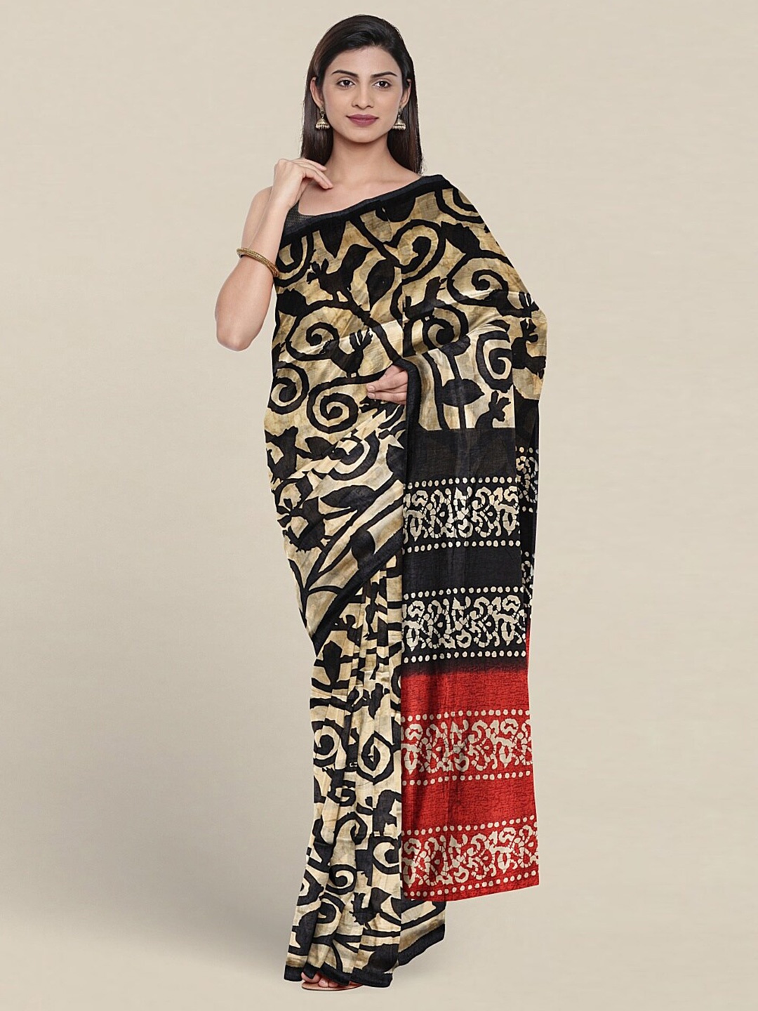 

Pothys Floral Printed Saree, Cream