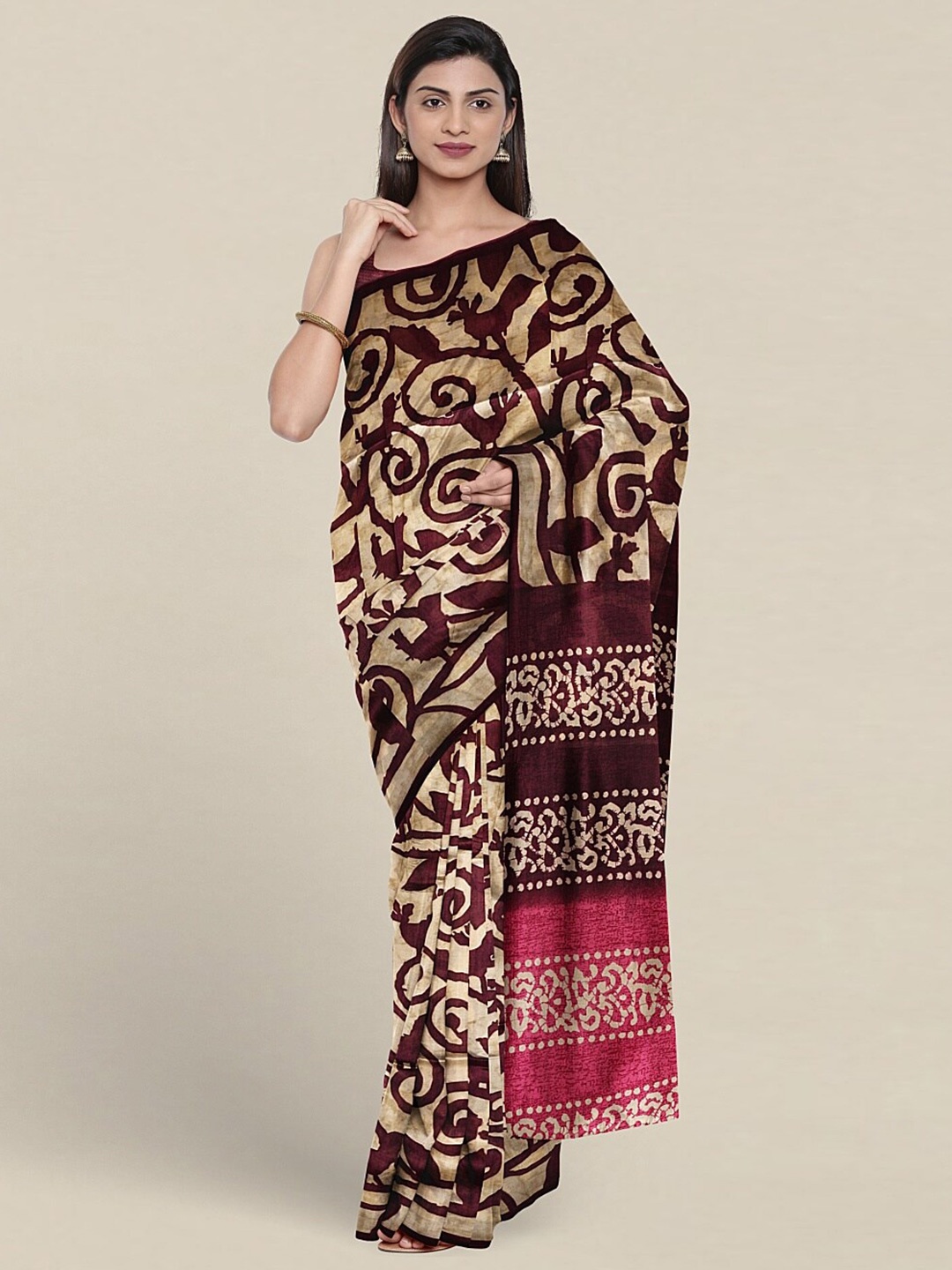 

Pothys Floral Printed Saree, Cream