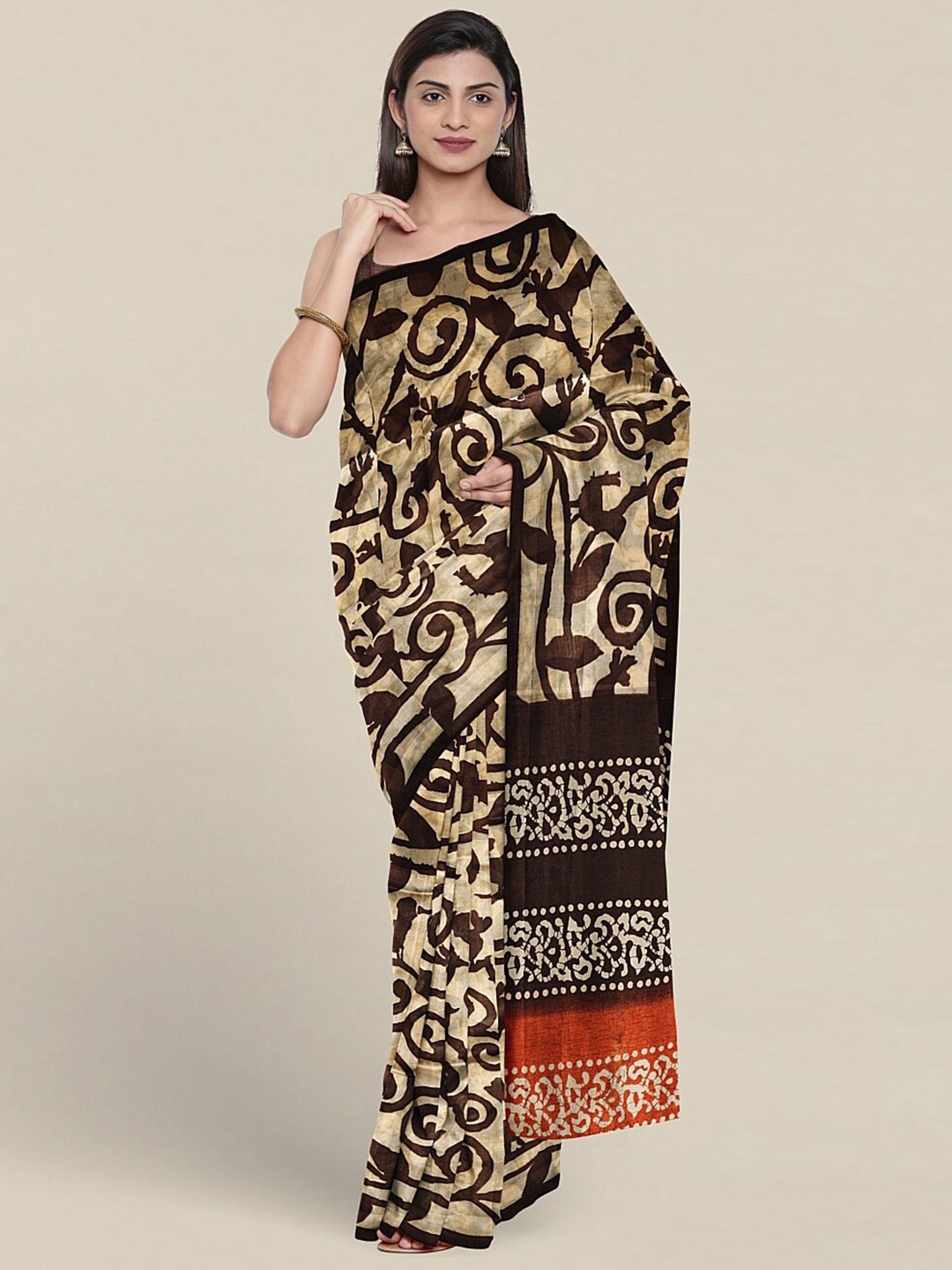 

Pothys Ethnic Motifs Printed Saree, Cream