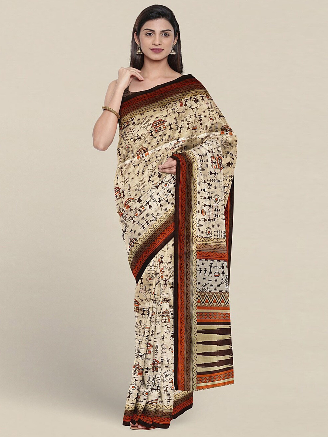 

Pothys Warli Printed Saree, Cream