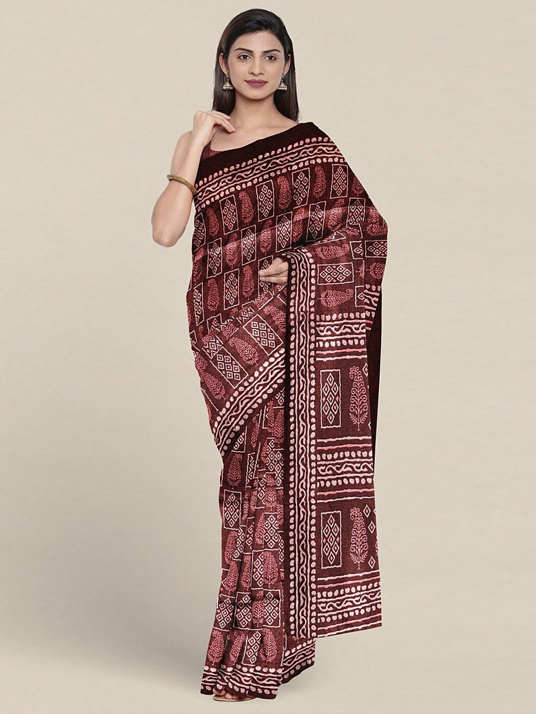 

Pothys Ethnic Motifs Printed Saree, Purple