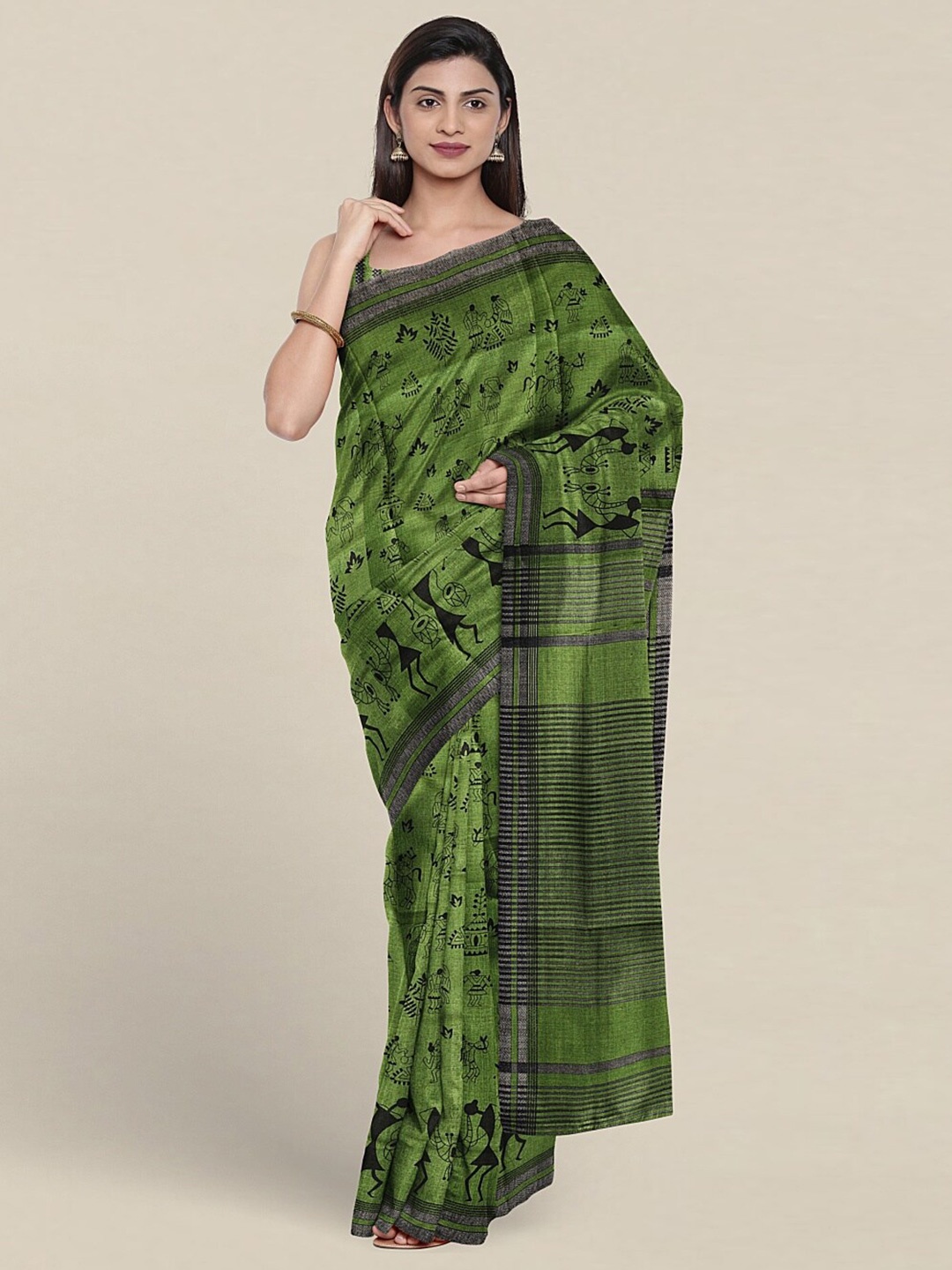 

Pothys Ethnic Motifs Printed Saree, Green
