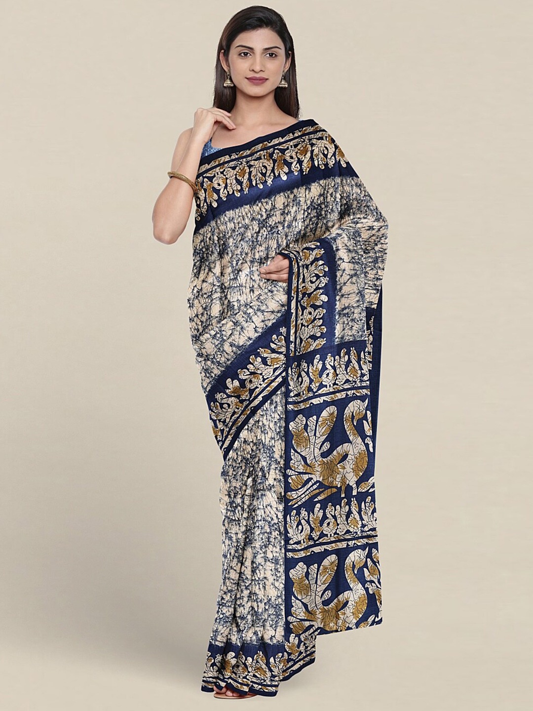 

Pothys Abstract Printed Saree, Cream