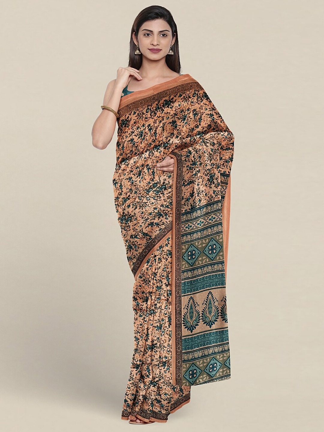 

Pothys Floral Printed Saree, Peach