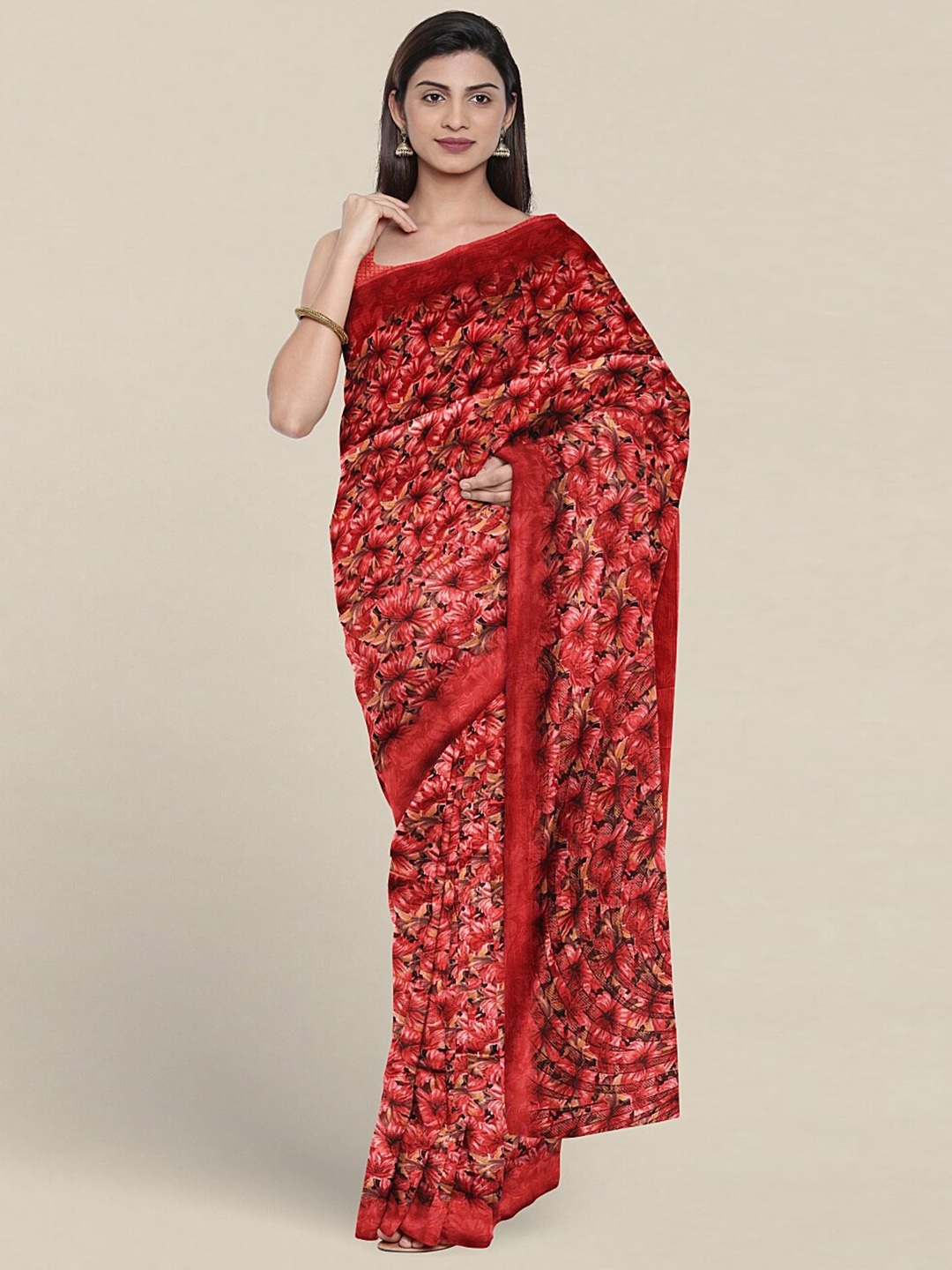 

Pothys Floral Printed Saree, Red