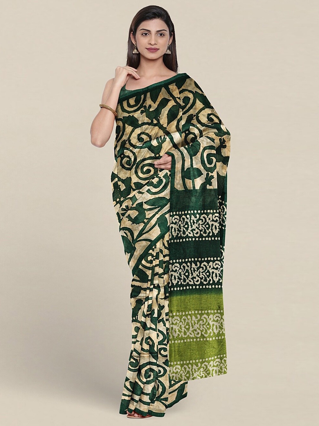 

Pothys Floral Printed Saree, Cream