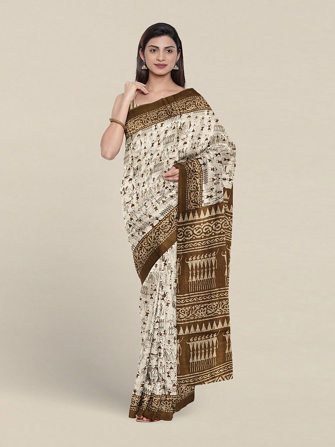 

Pothys Warli Printed Saree, White