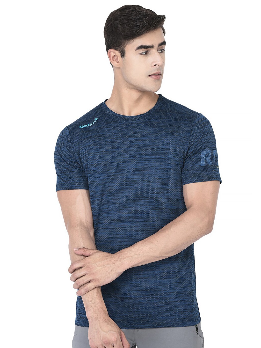 

SPORT SUN Round Neck Sports T-shirt, Navy blue