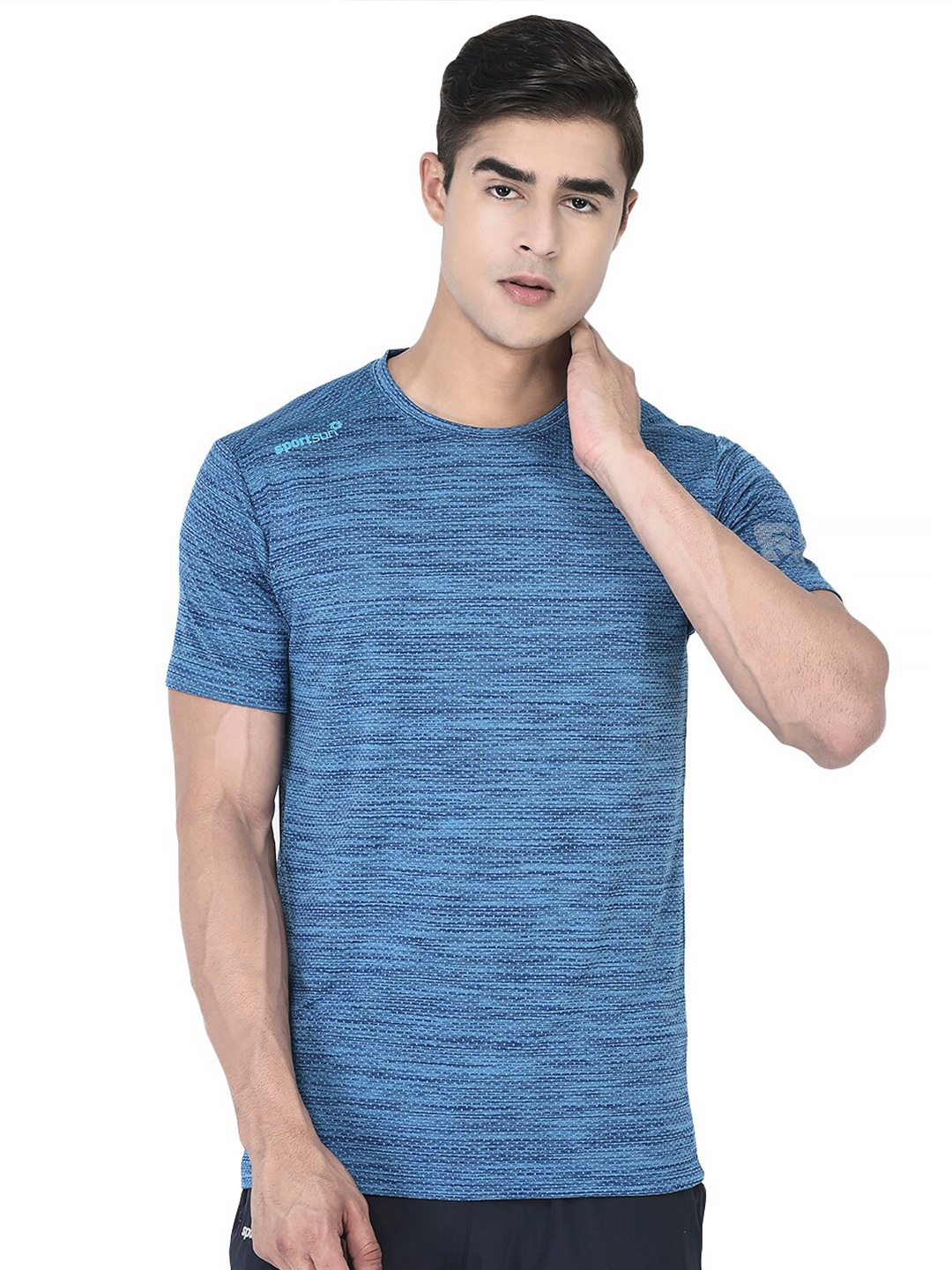 

SPORT SUN Self Designed Round Neck T-shirt, Blue