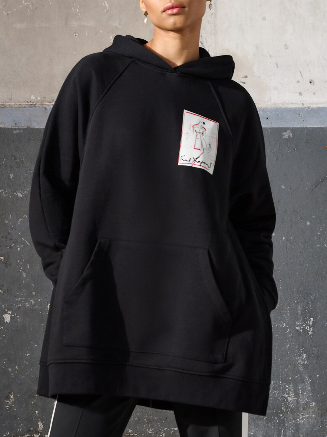 

Karl Lagerfeld Graphic Printed Hooded Sweatshirt, Black