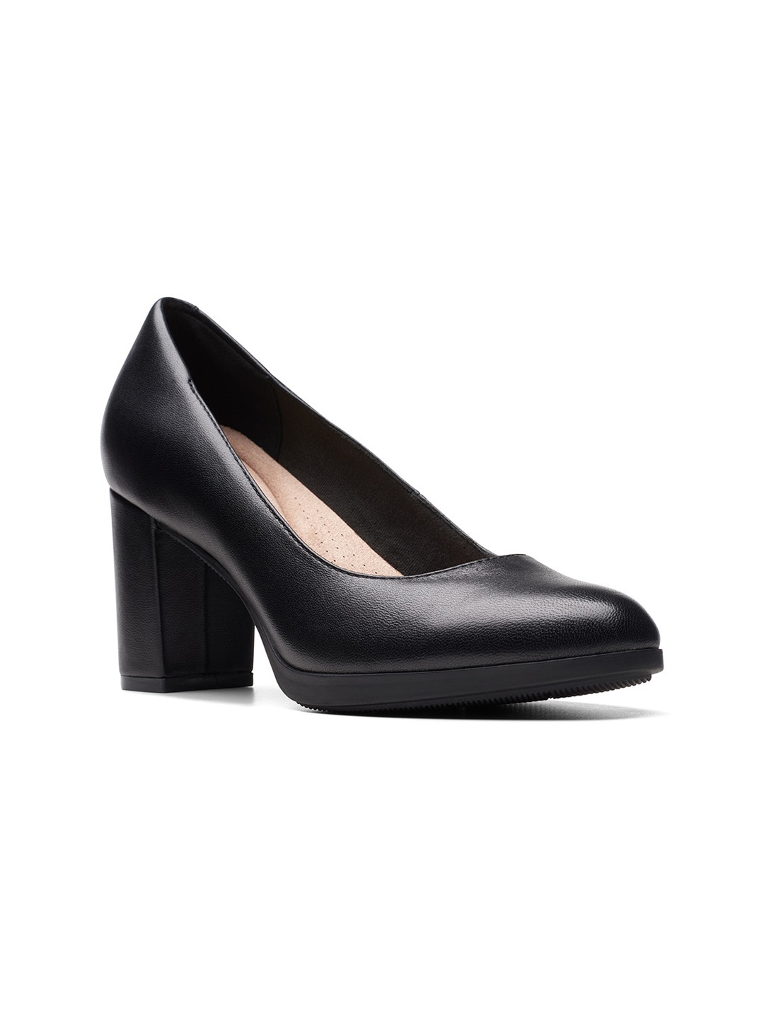 

Clarks Leather Work Block Pumps, Black