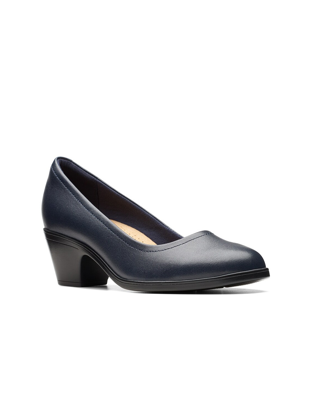 

Clarks Leather Work Block Pumps, Navy blue