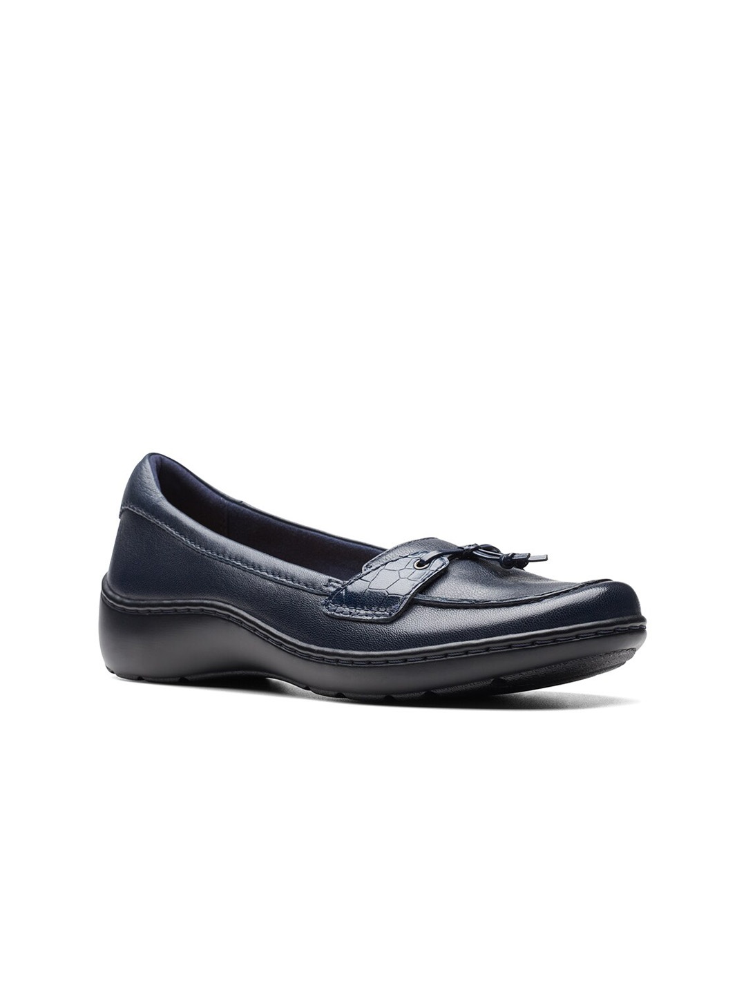 

Clarks Women Textured Leather Loafers, Navy blue