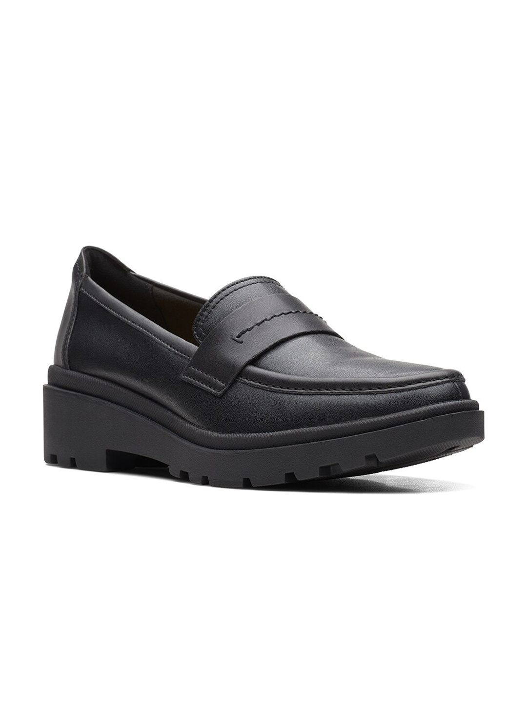 

Clarks Women Leather Slip-On Shoes, Black