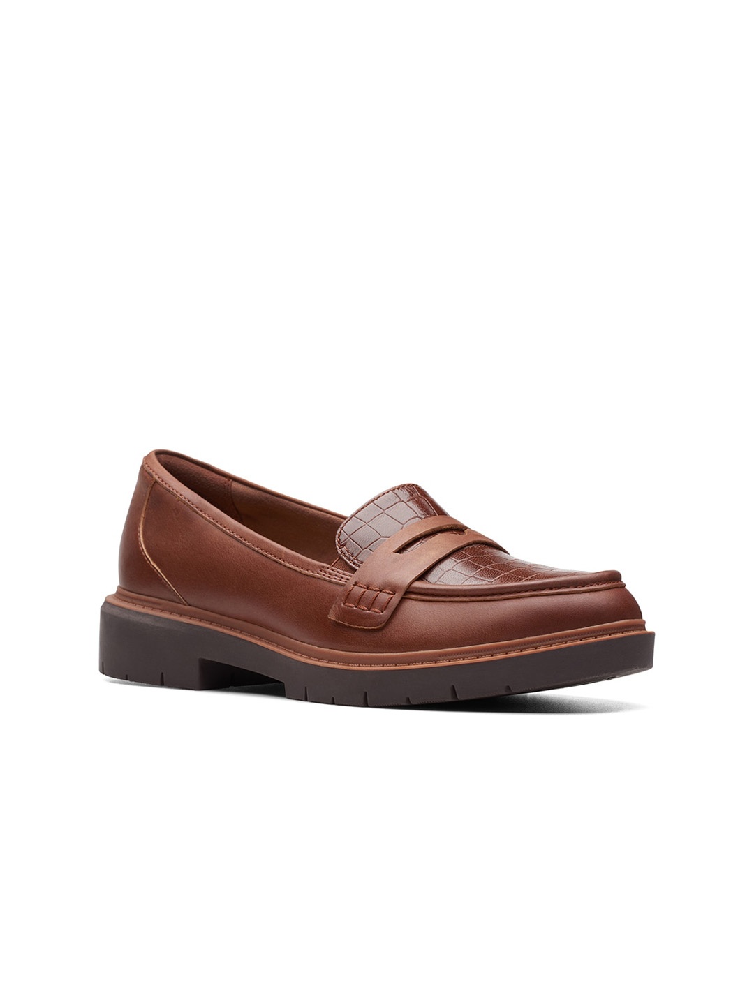 

Clarks Women Leather Slip-On Loafers, Tan