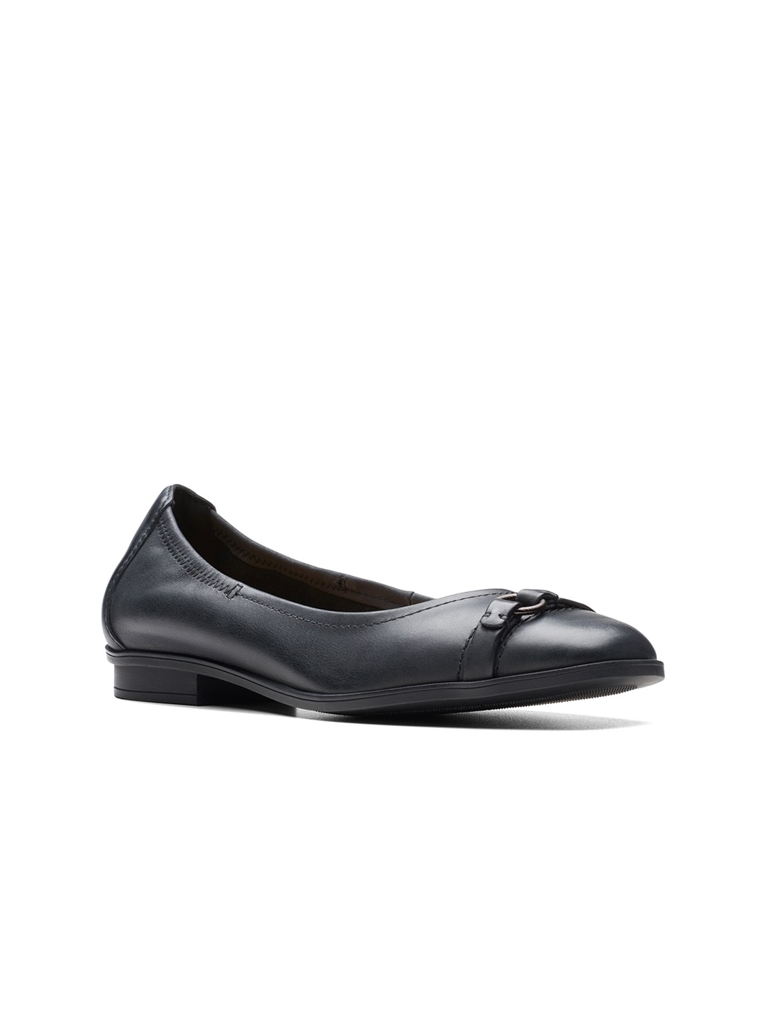 

Clarks Square Toe Embellished Work Leather Ballerinas, Black