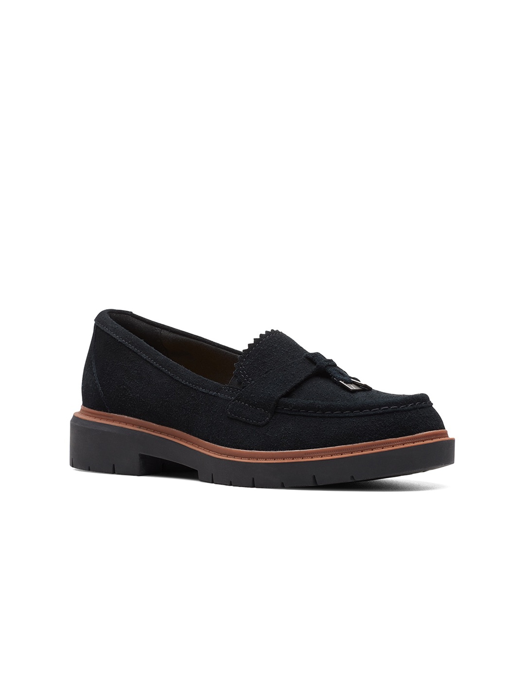 

Clarks Women Suede Slip-On Loafers, Black