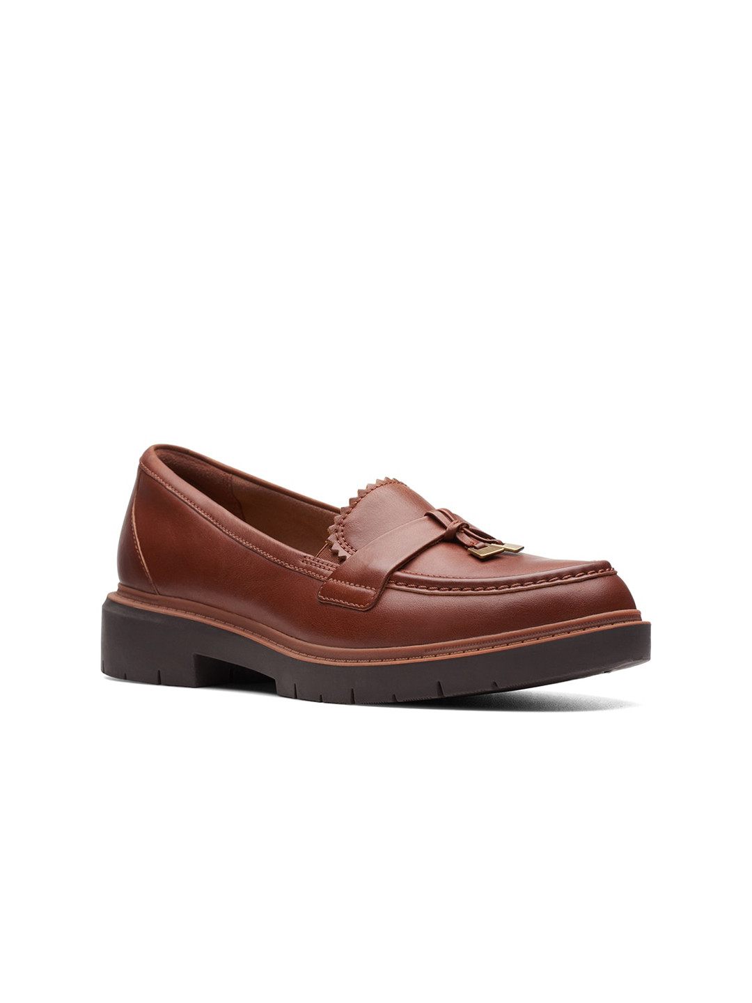 

Clarks Women Leather Slip-On Loafers, Tan