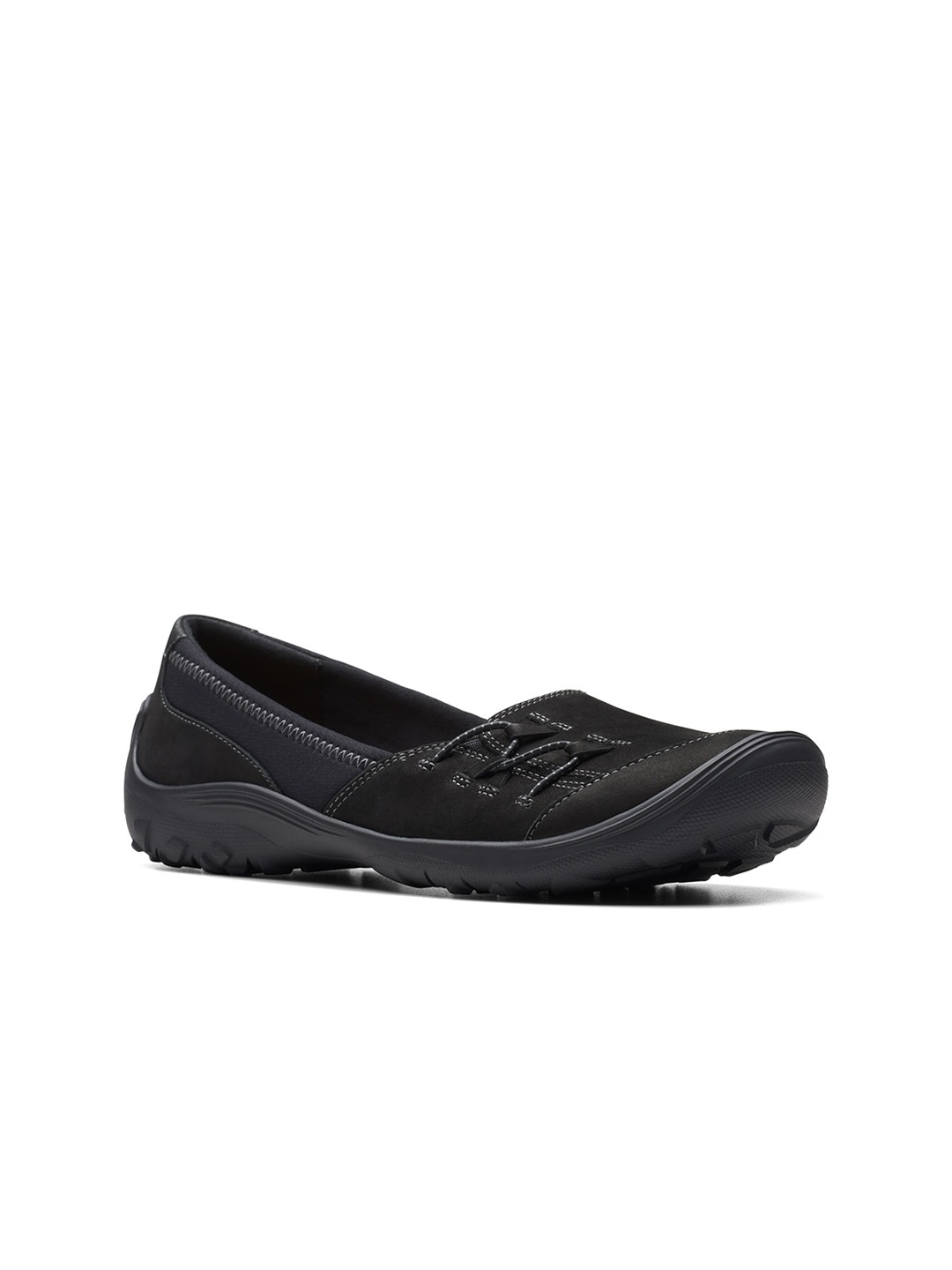 

Clarks Women Memory Foam Insole Nubuck Slip-On Sneakers, Black