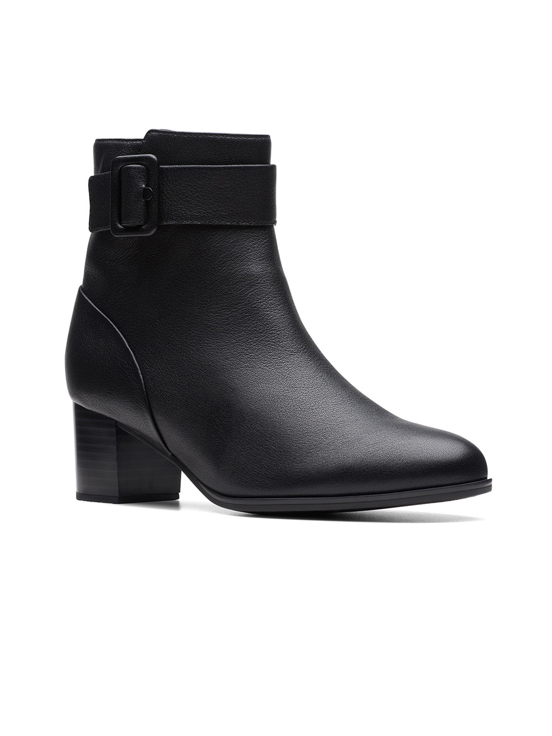 

Clarks Women Block-Heeled Leather Regular Boots, Black