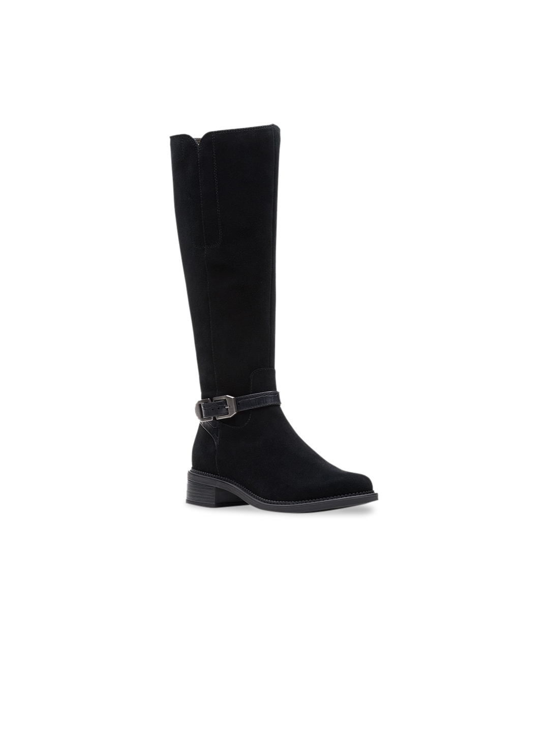 

Clarks Women Heeled Buckled Suede High-Top Regular Boots, Black